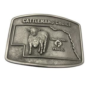 Vtg Iowa Cattleman Choice Felco Land O Lakes Belt Buckle Beef Farm Cattle Cow